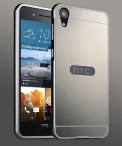 Луксозен алуминиев бъмпър с огледален гръб за HTC Desire 828 / HTC Desire 828 Dual черен